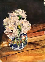 White Carnations in a Jar by Dawn Scaltreto